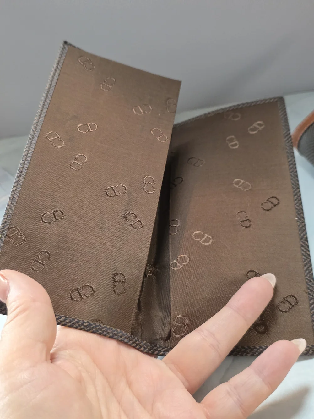 Christian Dior Vintage Trotter Herringbone Wallet & Checkbook Cover Set